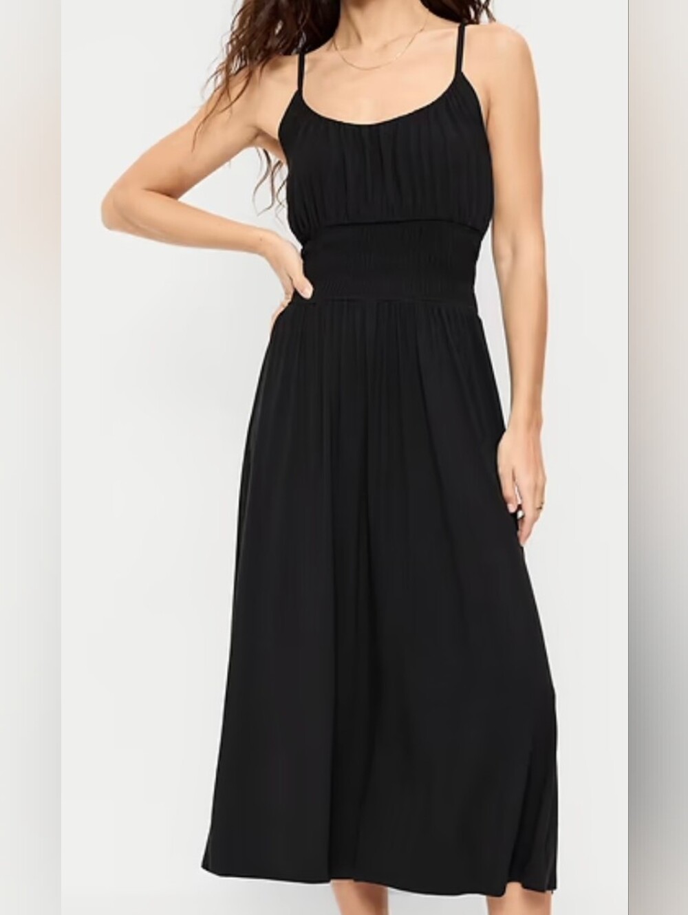 NWT - Old Navy Fit & Flare Stretch Jersey Smocked Waist Midi Dress - Size M Tall